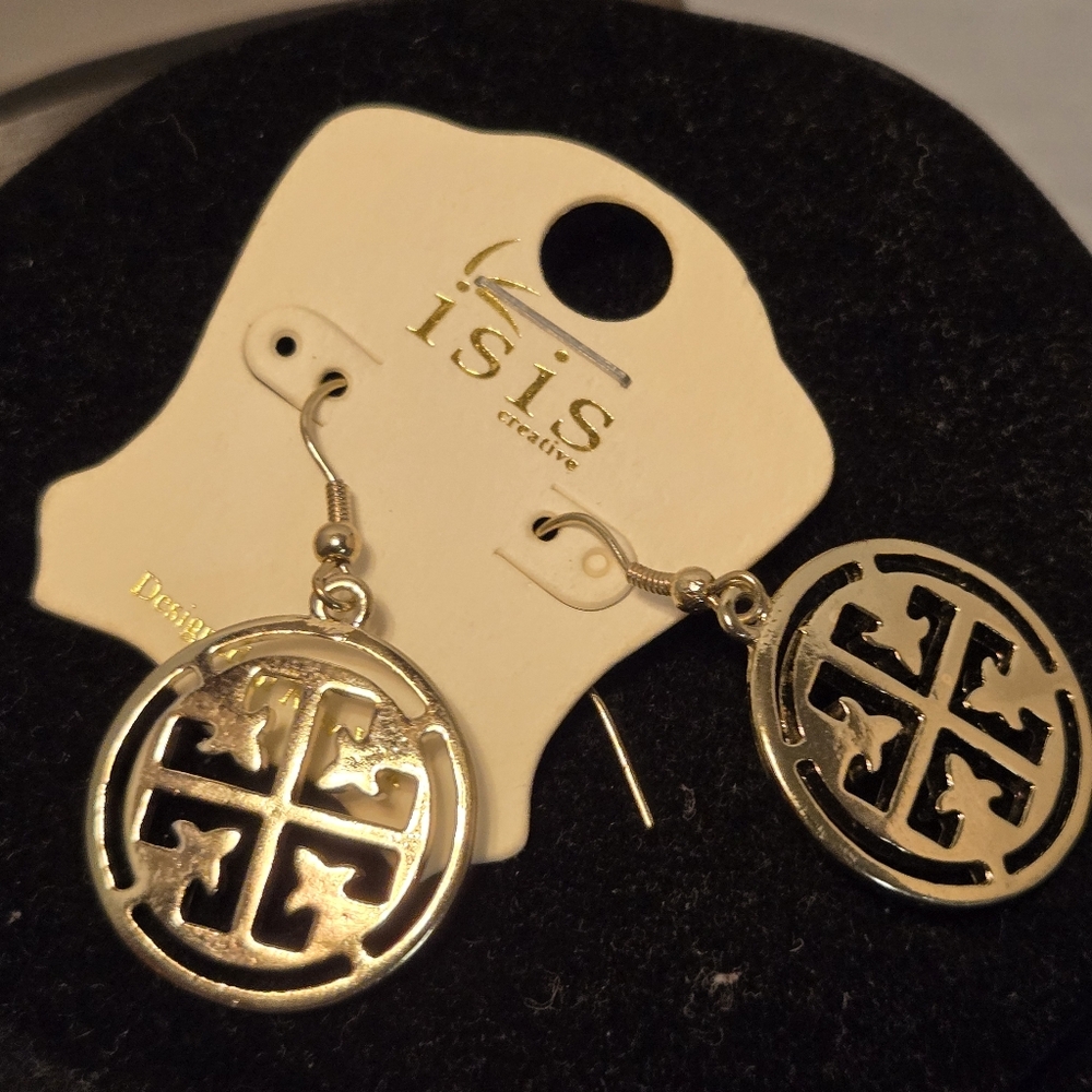 Gold Cross Earrings by Isis